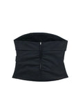 Znbbw TRAF Women Fashion With Pleated Strapless Bustier Cropped Tank Tops Vintage Backless Zipper Female Camis Mujer