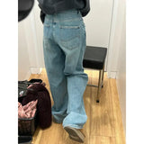 Znbbw New Summer Fashion Y2K green Blue Loose Trousers High Waisted Thin Jeans Women Full Length Wide Leg Denim Pants
