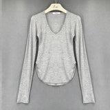 Znbbw Long Sleeve Tshirt Women 2023 Fashion Slim White Woman Tshirts Tops High Elasticity Thin Skinny Tee Shirt Blusas 16075