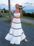 Znbbw Stripes Light Yellow Cotton Summer Dress Set Women Crop Top+skirt 2 Pcs Matching Set Oufits New Beach Sundress 2024