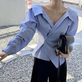 Znbbw Shirts Blouses Elegant Feminino Blusas Mujer Full Sleeve Camisas Clavicle Exposed Ropa Spring Lapel Womens Clothing