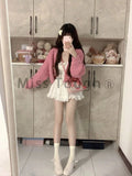 Znbbw Kawaii Sweet 3 Piece Set Women Patchwork Vintage Lolita Mini Skirt Suit Female Korean Fashion Casual Set 2024 Winter