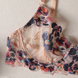 Znbbw Fancy Lingerie Floral Underwear 5-Piece Transparent Lace Intimate Luxury Push Up Bra Panty Set Garter Sexy Outfits