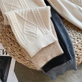 Znbbw And Winter New Loose-fitting Trousers Women's Fashion Trend Korean Knitted Twist Stripe Solid Color Harem Pants