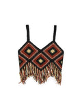 Znbbw TRAF 2023 Women Tops Four Color Tassel Embellished Short Sleeveless Suspender Casual Tops Woman Female Top