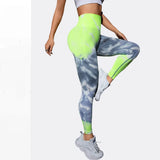 Znbbw Waist Sports Leggings Printed Gym Tights Summer Woman Running Pants Booty Lifting Leggings Tie Dye Push Up Legging