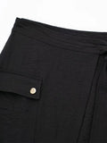 Znbbw TRAF Women Fashion With Pockets Dark Green Front Slit Midi Skirts Vintage High Waist Female Chic Lady Long Skirt