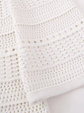 Znbbw TRAF Spring Hollow Out Knitted Women Sweater Dress Long Flare Sleeve Slim Crew Neck Female Mini Dresses