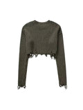 Znbbw TRAF Casual Autumn Winter Women Crop Sweater Pullovers Long Sleeve O-Neck Chic Sweater Female Slim Knit Jumper Tops