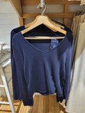 Znbbw Raw Trim Cotton Long Sleeve T Shirt Women Autumn Sweet V Neck Casual Simple Tee Tops Harajuku Vintage Cute T-shirts Y2k