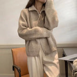 Znbbw cardigan sweater female spring and autumn lapel zipper sweater long sleeve solid women foreign outerwear cardigan female