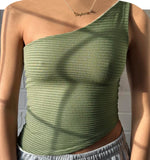 Znbbw Women One Shoulder Top Y2K Sleeveless Slim Fit Tank Top Sexy Streetwear Blouse Tops Summer 2000s Chic Vintage Streetwear