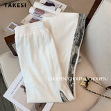 znbbw Fashion Casual Floral Print Two-piece Set Women Summer Sleeveless V-neck Crop Top+Elastic Waist Trousers Sets Pants Suits