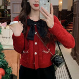 Znbbw Knitted Cardigan Coat Design Sense Short Sweater Female 2024 Foreign Long Sleeve O Neck Sweater Cardigan Female Tops