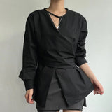 Znbbw Irregular Shirts Blouses Hollow Out Blusas Mujer Criss Tunic Ropa Mujer Spring New Camisas Korean Fashion Shirt Tops