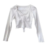Znbbw White Kawaii Lolita Female Blouse Lace Japanese Sweet Long Slevee Tops Women Knitted Casual Korean Designer Clothing 2024