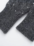 Znbbw Women Knit Pullover Silver Thread Long Sleeved O Neck Blouse Loose Sweater Top Female