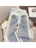znbbw Loose Straight Patchwork Jeans Women 2023 New Fashion Design Loose Wide Leg Denim Pants Female Trousers Baggy Jeans Lady