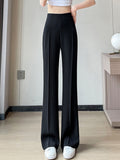 Znbbw 2023 Summer Thin Drape Ice Silk Pants Women Simplicity Straight Long Trousers Womens Office Lady Casual Suit Pants