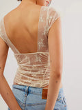 Znbbw Women Sleeveless Backless Floral Lace Tops y2k Fairy Sheer Mesh Going Out Tops Slim Fits 2000s Aesthetic T Shirts Streetwear