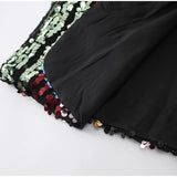 Znbbw Striped Sequins Women Pants Set Elegant Deep V Neck Lace Up Long Sleeve Coat Autumn High Waist Elastic Wide Leg Trouser