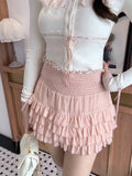 Znbbw Kawaii Lolita Two Piece Set Women Summer Sweet Cute Cake Skirt Suit Female Lace Elegant Blouse + Korean Mini Skirt 2024