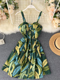 Znbbw New Women's Summer Sexy Suspender Mini Dress Seaside Holiday Breasted Waist Floral Tube Strapless Dresses Women GD670
