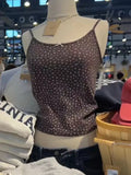 Znbbw Brown Floral Bow Crop Top Women Summer Cotton Sleeveless Hollow Out Vests Clothing American Sweet Slim Tank Tops Y2k