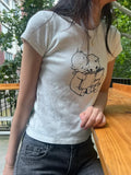 Znbbw Sweet Angel Print Slim T Shirt Summer Streetwear O Neck Soft Cotton Short Sleeve T-Shirts For Women Vintage Cute Y2k Tops