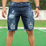 Znbbw Men's Fashion Ripped Jeans Shorts Summer Casual Denim Shorts Mens Pocket Sports Summer Bodybuilding Denim Short Pants Jeans