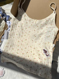 Znbbw Print Bow Tank Tops Women Y2k Vintage Hollow Out Sleeveless Beige Cotton Camisole Casual Harajuku Summer Slim Vests 2024