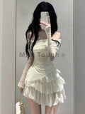 Znbbw Frence Fairy New Two Pieces Set Women Slash Neck Elegant Slim Party Skirt Suit Female Korean Sexy Tops + Sweet Cake Skirts