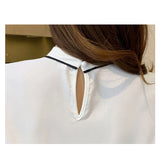 Znbbw Women White Blouse Short Sleeve Blouse Women O-Neck Chiffon Blouse Shirt Tops Women Blusas Mujer De Moda 2023 Blouses F97