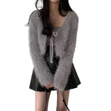 Znbbw color Sexy Mink velvet Loose fitting Knitted Women's top Sweater cardigan Autumn and winter Women's sweater