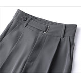 Znbbw Summer Loose Wide Leg Pants Women Elegant Pleated High Waist Draped Straight Long Trousers Female Casual Bottoms