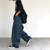 Znbbw Wide Leg Pants Men's Fashion Baggy Solid Color Stitching Trousers Harajuku Casual Loose Oversize Jeans Men Clothing Y2K