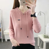 Znbbw Pullover Sweater 2024 New Thin Knitwear Hooded Sweater Loose Long Sleeve Solid Pullover Sweater Coat Undercoat Women Top