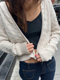 Znbbw Twist Knitted Hooded Cardigan Women Autumn Casual Cotton Ribbed Trim Zip-up Sweater Vintage Streetwear Cropped Tops Coat