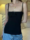 Znbbw Sweet Tank Tops Women Summer Cotton Sleeveless Satin Bowknot Front Slim Vests Clothes Vintage Sweet Lace Crop Top Y2k