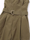 Znbbw TRAF Sexy Strapless Jumpsuits With Belt For Women Sleeveless Wrapped Chest 2023 Autumn Jumpsuit Full Cargo Pants