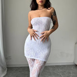 Znbbw piece fishing net sock set with splicing, transparent lace tight fitting set, hollowed out slim fit sexy jumpsuit set