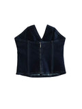 Znbbw TRAF Irregular Chest Denim Tops Women Casual Solid Backless Off Shoulde Corset Wrap 2023 Summer Sexy Slim Tops