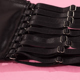 Znbbw Leather Lingerie Sexy Underwear Push Up Bra and Panty Set Seamless PVC Intimate Sexy Bandage Panties Matching Sets