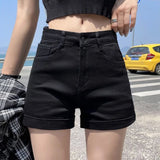 Znbbw High Waist Women Denim Shorts Korean Fashion Streetwear Slim Shorts Y2K Casual Female All Match Summer Shorts New