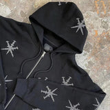 Znbbw Gothic Y2K Rhinestone Graphic Jacket Zip Up Hoodies Korean Streetwear Grunge Hip Hop Long Sleeve Fashion Sweatshirt Coat