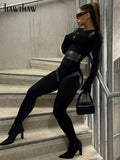 Znbbw Women Long Sleeve Bodycon Streetwear Black Jumpsuit Overalls One Piece Outfit 2023 Autumn Wholesale Items For Business
