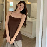 Znbbw Women's Crop Top Korean Version Summer Solid Colour Sleeveless Tank Tops