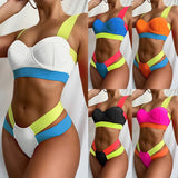 Znbbw Women's Swimsuits Sexy Swimwear Patchwork Bikini 2023 Woman Push up Biquini Neon Bikinis Swimsuit Bathing Suits 2023