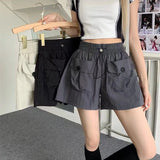 Znbbw Fashion Street Cargo Shorts Women Summer Loose High Waist Drawstring Sports Pants Ladies Korean Casual Wide Leg Pants New