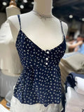 Znbbw Women Vintage Plaid Button Camis Top Cute Preppy Style Sleeveless Lace-up Cotton Tank Tops Female Casual Sweet Summer Vests 2024